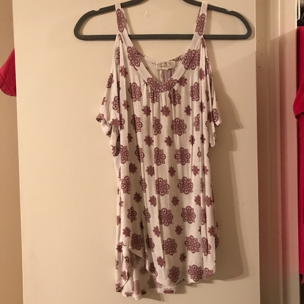Pink Rose Open Shoulder Shirt